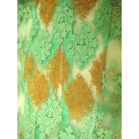 womens fancy SOCTH turquois‎ & gold saree top and cover, size L - Picture 10 of 16